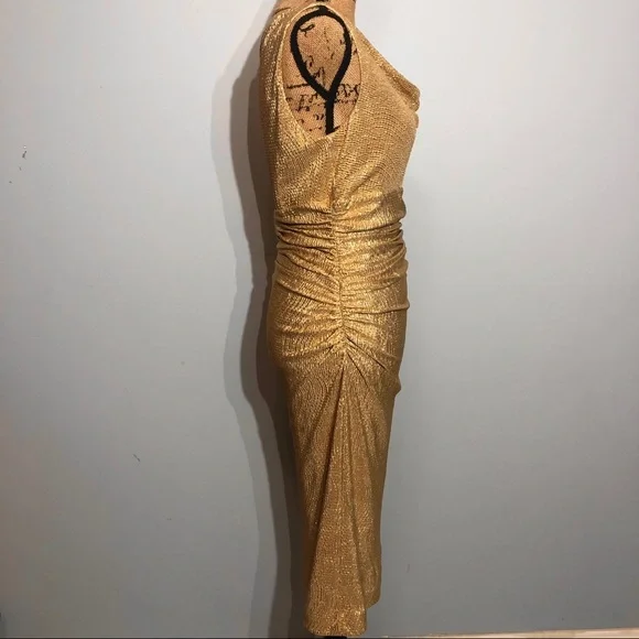 Lauren Ralph Lauren Metallic Gold Dress Size 6 - Picture 4 of 14